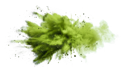 Dry Soil explosion with dirt and cloud smoke. Isolated on white background. Dirty ground abstract spread with flying particles
