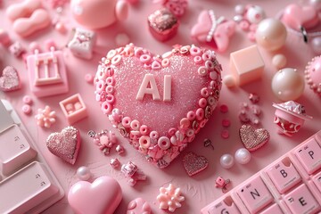 Pink heart with the letters AI on it
