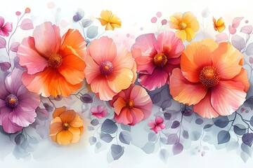 A colorful bouquet of flowers with a blue background