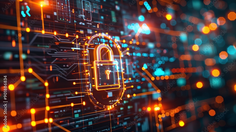 Poster cyber security and data protection, internet network security