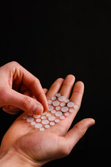 Acne patches to get rid of problematic zits on irritated skin without medicaments. Skin care with...