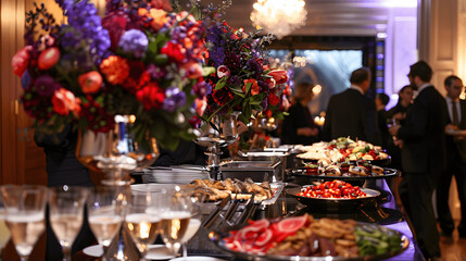 Fototapeta premium High-profile VIP reception with gourmet buffet