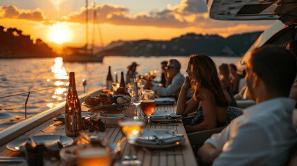 Luxurious VIP event on yacht with fine dining