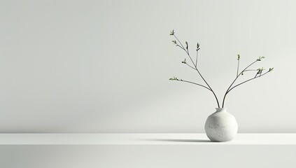 Minimalist White Vase with Greenery