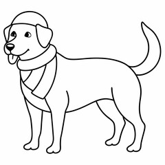 line art  Christmas  Dog with Santa Claus Hat SVG