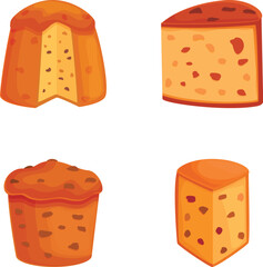 Assorted cartoon cheese set with a variety of types including cheddar, gouda, and edam, presented in a cute and appetizing vector illustration