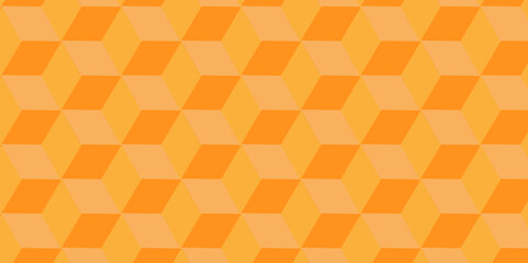 Abstract cube geometric tile and mosaic wall or grid backdrop hexagon technology. orange and yellow geometric block cube structure. Vector of cube geometric pattern grid backdrop triangle background.