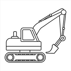 Excavator line art vector