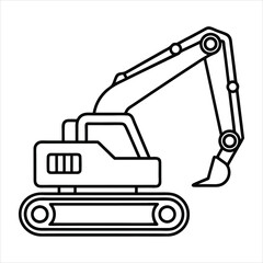 Excavator line art vector