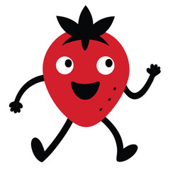 Fototapeta premium a funny running Strawberry cartoon character, vector illustration silhouette, 