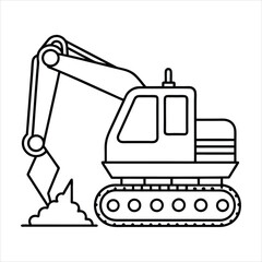 Excavator line art vector