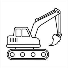 Excavator line art vector
