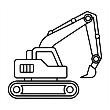 black outline excavator construction equipment clip art preview