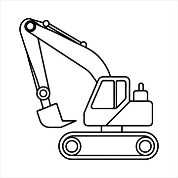 black outline excavator construction vehicle clip art preview