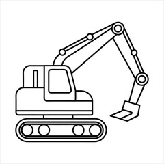 Excavator line art vector