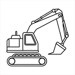 Excavator line art vector
