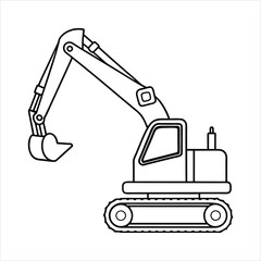 Excavator line art vector