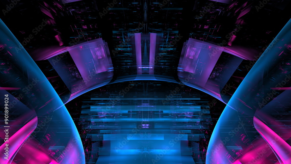 Poster captivating display of vibrant neon colors and abstract shapes creates an immersive artistic experie