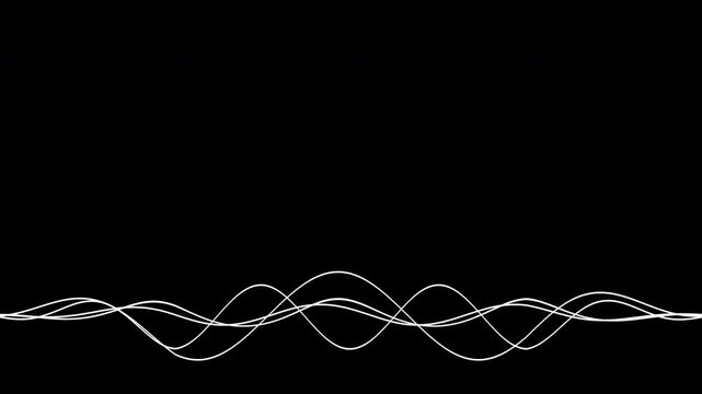 Abstract line waves animation pattern. Glowing lines path intro video black background