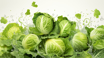 Fototapeta premium Cabbage on White Background, Abstract Image, Texture, Pattern Background, Wallpaper, Cover and Screen of Smartphone, Cell Phone, Computer, Laptop, 9:16 and 16:9 Format
