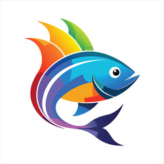 Fish design logo gradient colorful design art vector