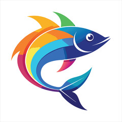 Fish design logo gradient colorful design art vector