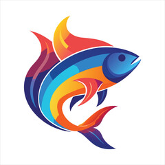 Fish design logo gradient colorful design art vector