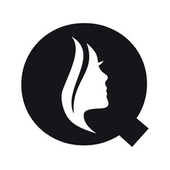 Face Logo combine with letter Q vector template