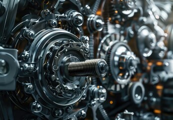 Fototapeta premium Metallic Machine Gears in Detail