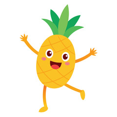 funny Pineapple cartoon character, vector illustration, 