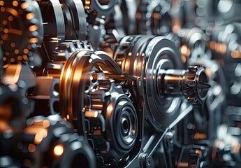 Fototapeta premium Metallic Machine Gears in Detail