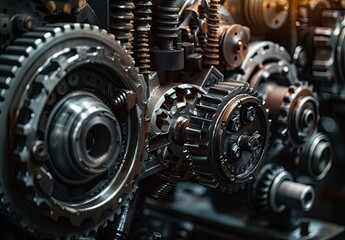 Close-Up of Industrial Gears and Cogs
