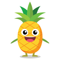funny Pineapple cartoon character, vector illustration, 