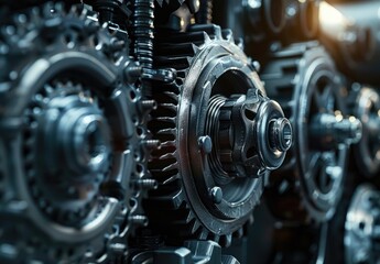 Fototapeta premium Close-Up of Industrial Gears and Cogs