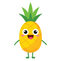 funny Pineapple cartoon character, vector illustration, 