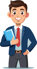 friendly and approachable English teacher He is holding a textbook or a notebook smiling art vector