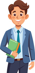friendly and approachable English teacher He is holding a textbook or a notebook smiling art vector