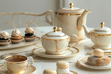 Fototapeta premium Beautiful cup of tea in dinning table 