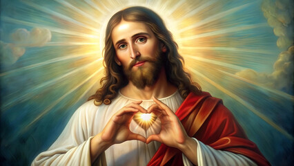 Jesus Christ Love Heart. Generative Ai 