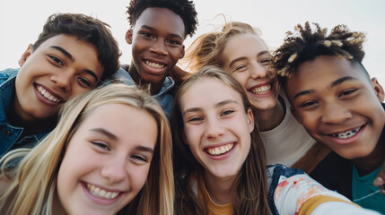 Obraz premium A group of young people are smiling for a picture