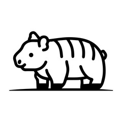 Tapir icon or modern line symbol. Vector line art and icon design with bold outline. Black and white Pixel Perfect minimalistic symbol isolated white background. Silhouette simple thin sign