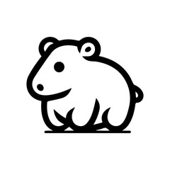 Tapir icon or modern line symbol. Vector line art and icon design with bold outline. Black and white Pixel Perfect minimalistic symbol isolated white background. Silhouette simple thin sign