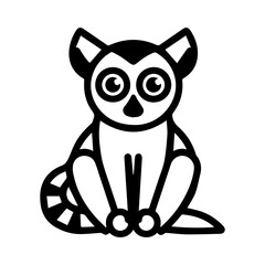 Lemur icon or modern line symbol. Vector line art and icon design with bold outline. Black and white Pixel Perfect minimalistic symbol isolated white background. Silhouette simple thin sign