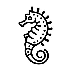 Seahorse icon or modern line symbol. Vector line art and icon design with bold outline. Black and white Pixel Perfect minimalistic symbol isolated white background. Silhouette simple thin sign