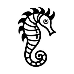 Seahorse icon or modern line symbol. Vector line art and icon design with bold outline. Black and white Pixel Perfect minimalistic symbol isolated white background. Silhouette simple thin sign