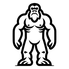 Bigfoot icon or modern line symbol. Vector line art and icon design with bold outline. Black and white Pixel Perfect minimalistic symbol isolated white background. Silhouette simple thin sign