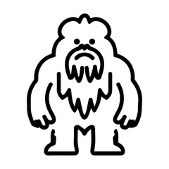 Yeti icon or modern line symbol. Vector line art and icon design with bold outline. Black and white Pixel Perfect minimalistic symbol isolated white background. Silhouette simple thin sign