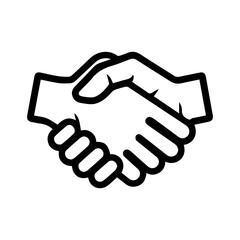 Handshake icon or modern line symbol. Vector line art and icon design with bold outline. Black and white Pixel Perfect minimalistic symbol isolated white background. Silhouette simple thin sign