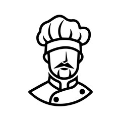 Chef icon or modern line symbol. Vector line art and icon design with bold outline. Black and white Pixel Perfect minimalistic symbol isolated white background. Silhouette simple thin sign
