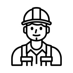 Engineer icon or modern line symbol. Vector line art and icon design with bold outline. Black and white Pixel Perfect minimalistic symbol isolated white background. Silhouette simple thin sign